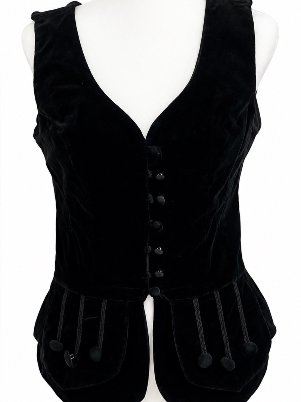 Black Velvet Button-Up Vest